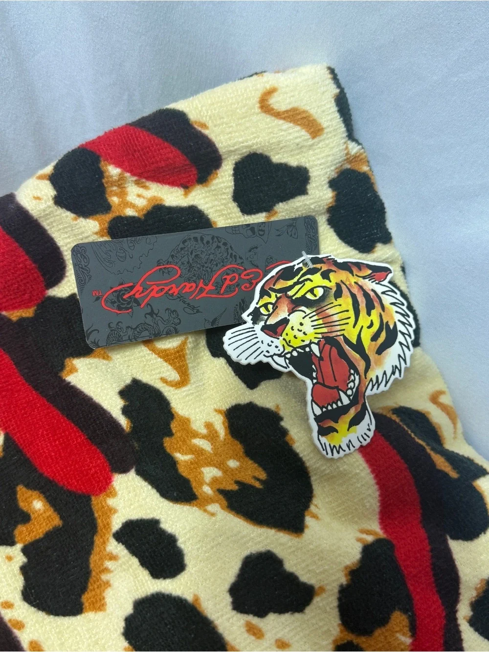 Ed Hardy Snow Leopard Print Faux Fur Throw Blanket Y2k aesthetic